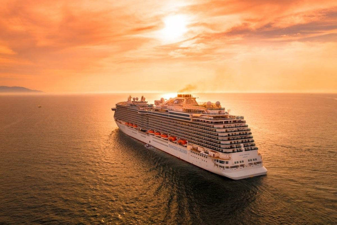 Princess Cruises ship sailing at sunset during Caribbean cruise vacation